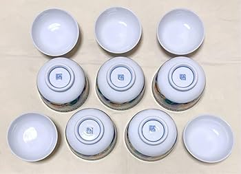 茶道具 古伊万里 色絵『山水風景文』桔梗花形向付 鉢 五客 / 茶事 懐石道具 7f7a152f2a3d691633f1bf4ca9ea98